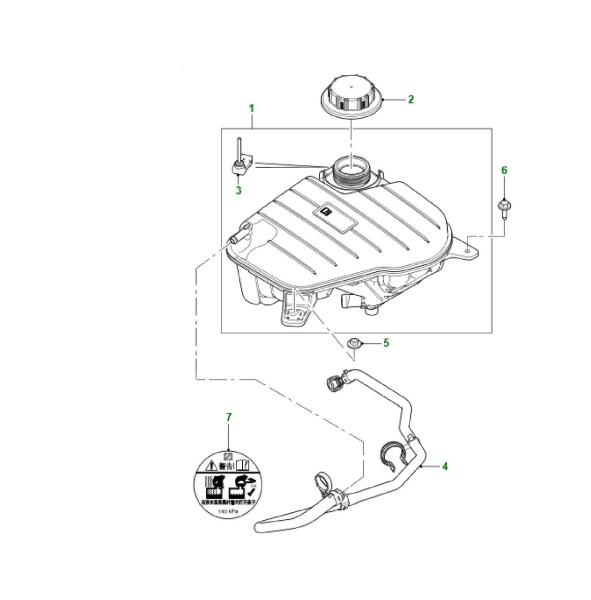 Δοχείo υπερχείλισης και τάπα και κολάρα Jaguar XF 2200cc Diesel Model 2009-15