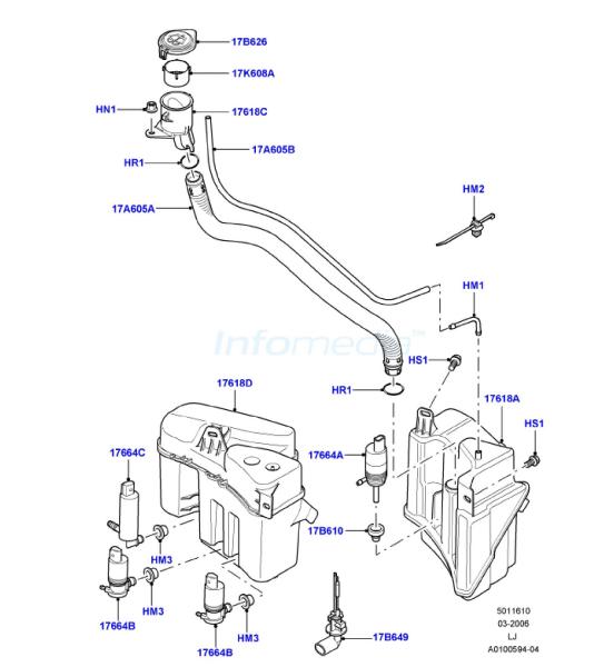 Δοχείο Yαλοκαθαριστήρα Range Rover LT322 -Model2009