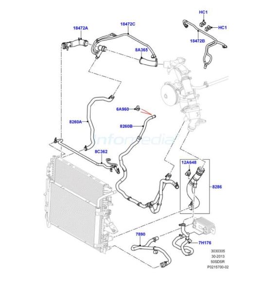 Κολάρο ψυγείου και καλοριφέρ Range Rover Sport 5000cc V8 Diesel -Model2010-14
