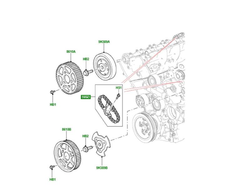 Καδένα και Τεντωτήρας Εκκεντροφόρου Discovery 2700cc V6 Diesel -Model2009