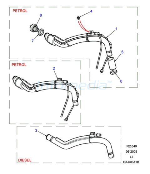 Σωλήνας ρεζερβουάρ Range Rover P38 Model1998-2002