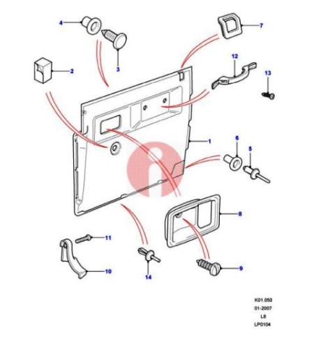Ταπετσαρία πόρτας εμπρός Land Rover M07-