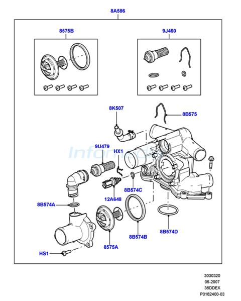 Καπάκι θερμοστάτη & θερμοστάτης Range Rover LT322 3600cc V8 Diesel -Model 2009