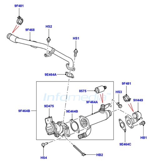 Βαλβίδα EGR και σωλήνας EGR Range Rover 2700cc Diesel -Model 2009