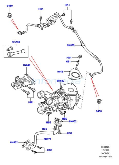 Turbo και σωλήνες και φλάτζες Range Rover  Sport 3600cc V8 Diesel -Model2009