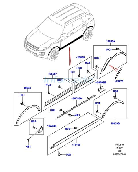 Διακοσμητικά φτερών Range Rover Evoque Model2010-