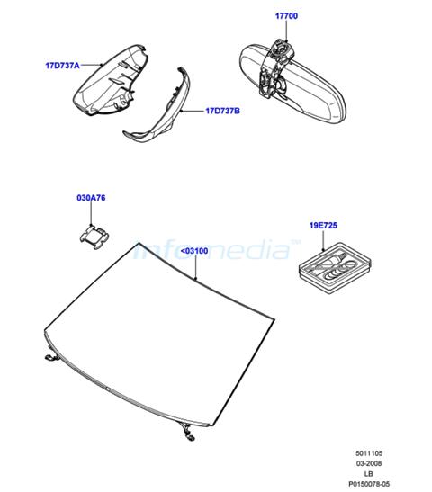 Παρμπρίζ εμπρός και καθρέπτης εσωτερικός Freelander Model2006-