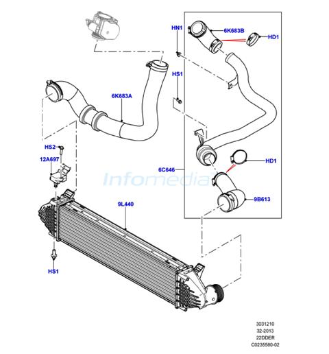 Intercoolair και κολάρα Range Rover Evoque 2200cc Diesel Model2012