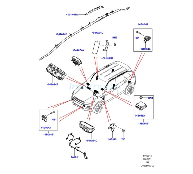 Αερόσακοι Range Rover Evoque Model2012-