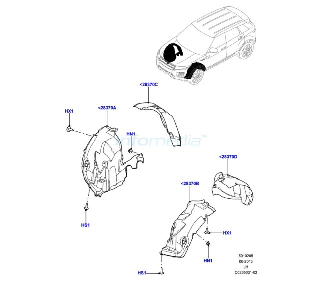 Θόλος εμπρός και κλίπς Range Rover Evoque Model2012-
