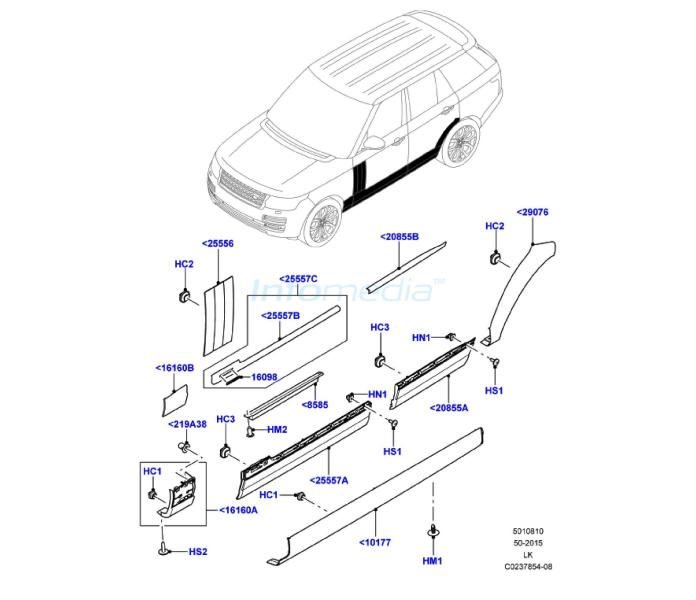 Διακοσμητικά - μασπιέ - κλιπ πόρτας Range Rover Model2013-