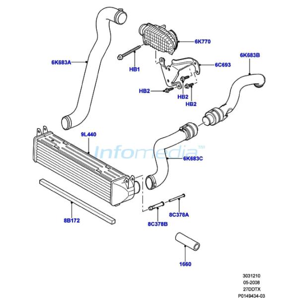 Intercoolair και κολάρα Discovery 2700V6 Diesel -Model2009