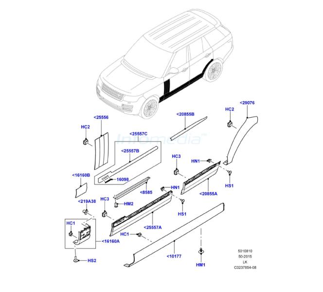 Διακοσμητικά και μασπιέ και κλιπ πόρτας Range Rover Voque Model2013-