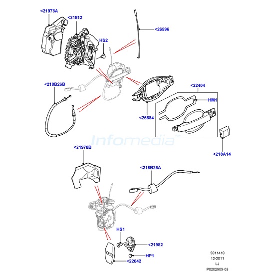 Κλειδαριά και πετούγια πόρτας εμπρός Range Rover Model2010-12