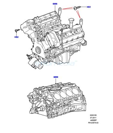 Μηχανή και κορμός μηχανής discovery και range rover sport 4400cc v8 model 2002 - 2009