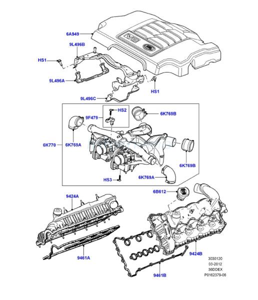 Καπάκι και φλάτζα και τάπα βαλβίδων Range Rover 3600cc V8 Diesel -Model2009