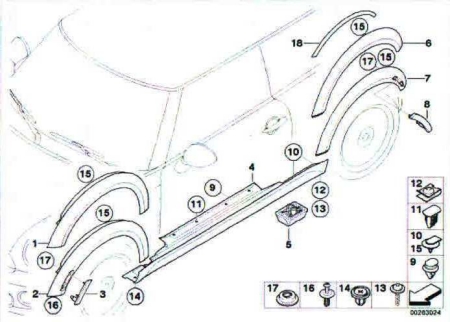 Διακοσμητικά και Κλιπ και Μασπιέ MINI BMW R56