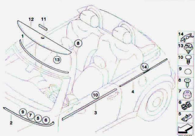 Διακοσμητικά μπαρμπρίζ και πορτών Mini bmw r52