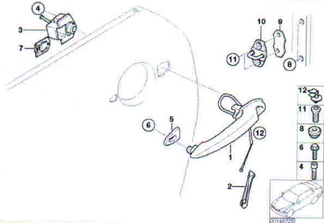 Πετούγια και αφαλός κλειδαριάς πόρτας Mini bmw R50-2-3-5-6